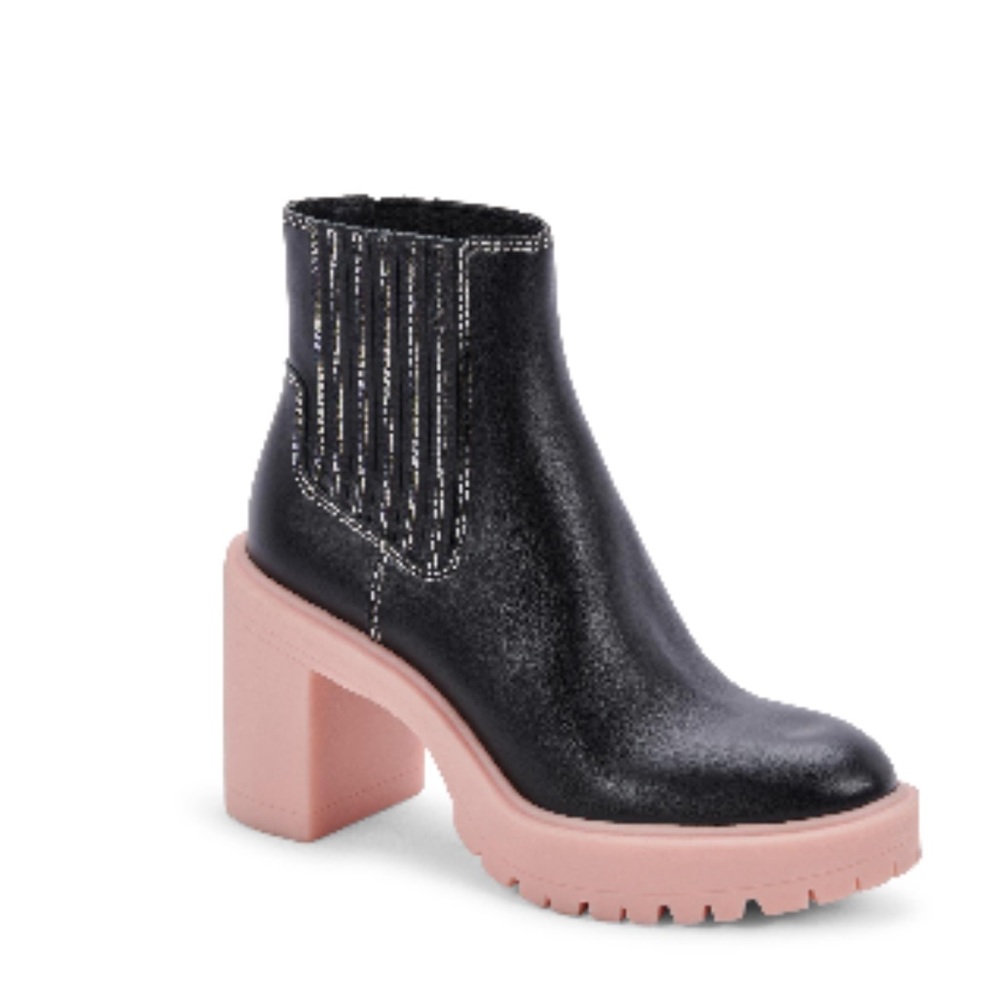 Dolce Vita Black and Pink Heeled caster H2O waterproof lug heeled Boots size 8